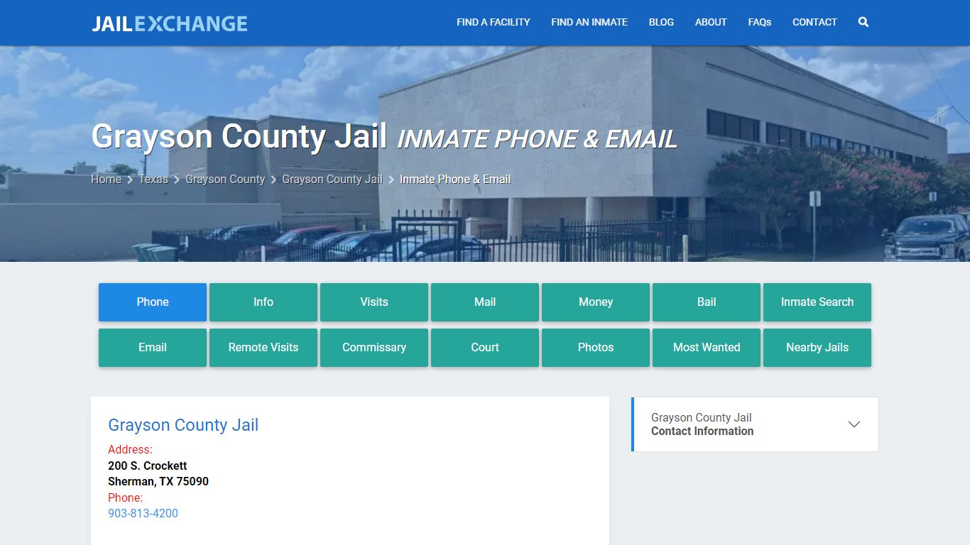 Inmate Phone - Grayson County Jail, TX - Jail Exchange